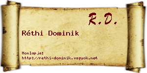 Réthi Dominik névjegykártya